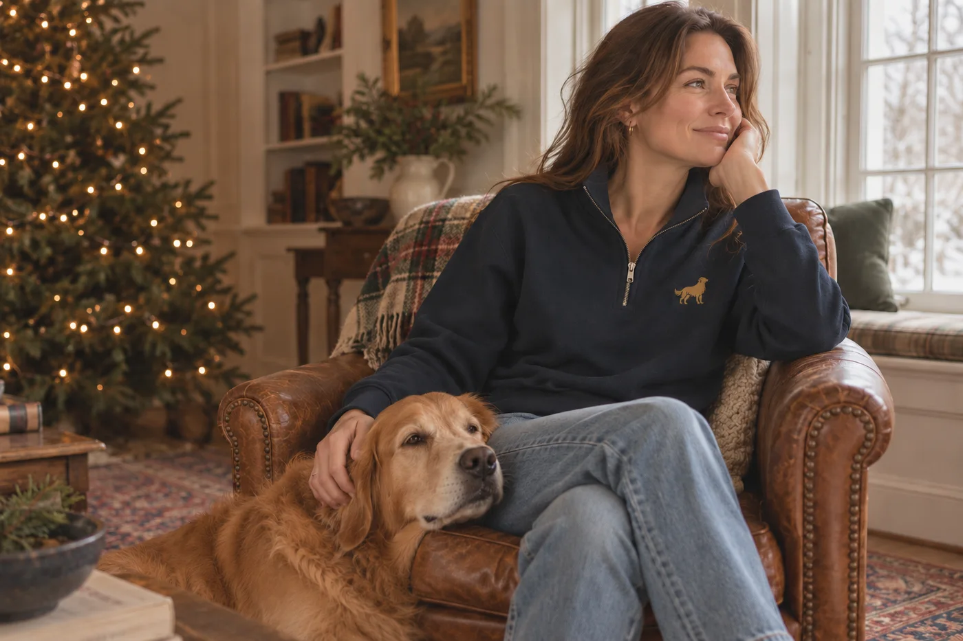 Fireside Golden Quarter Zip in Navy